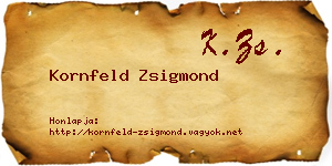 Kornfeld Zsigmond névjegykártya